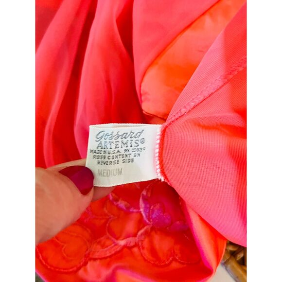 Vtg 1950s Gossard Artemis Bright Pink Peignoir Nightgown & Robe Set Size M READ - Picture 9 of 15
